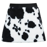 Cow Print Autumn Mini Skirt Women's Cow Pattern Black and White High Waist Short Skirt Ladies Winter Furry