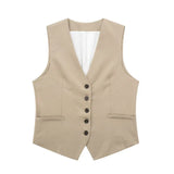 Vest 99293210 Blended High Waist Casual Shorts 9929221 Suit-Outfit