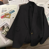 Fongt And Autumn Suit Jacket Female In 2024 Autumn New Black Net Red Fried Street Temperament Trend Casual Ladies Suit-Outfit