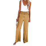 Fongt New Women's High-Waisted Long-Term Cotton-Sight Broad-Legged Trousers Loose And Relaxed Casual Broad-Legged Women