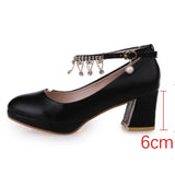 Crystal Ankle Strap Pumps Women Chunky Platform Super High Heels Shoes Woman Autumn 2023 Thick Heeled Party Wedding Shoes-Outfit