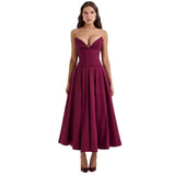 Fongt 2025 Women's Dress Sexy Hottie Sleeveless Long Solid Corset Dress Dress Woman