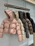 Hooded Short Down Jacket Female 2024 Winter Fashion Loose Small Man Thick White Duck Down Bread Coat Tide-Outfit