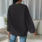 Fongt Wish Autumn And Winter Burst Round Neck Solid Color Fashion Long-Sleeved Lady's Clothing