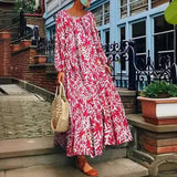 Fongt 2025 Summer New Women's Ebay Digital Print Long-Sleeved Dress Casual Long