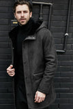 Fongt Long Jacket Fur One-Piece Velvet Jacket Multi-Grain Hooded Men's Coat