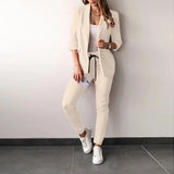 2023 Women's Suit Blazer Pants Elegant Outfit Casual Turn-down Collar Office Lady Long Sleeve Blazer Trousers костюм