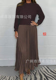 Fongt 2025 New Women's Fashion Elegant Round-Neck Dress 100-Folded Dress