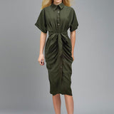 Fongt Women's Fashion Dress INS Temperament Fashion Print Shirt Pleated Winter