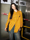 Fongt Plaid Shirt Female Spring New Dopamine Shirt Coat Loose Casual Vintage Couple Top-Outfit