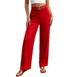 Fongt Women's Casual Fashion. Waist Wide Leg Trousers Thin Loose Trousers