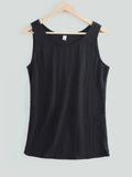 Women's Blouses Cotton and Linen Sleeveless Tops Shirt Female O Neck Summer Solid Green Tunic Blouse Basic
