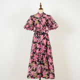 Fongt Court Style High Design Feeling Heavy Industry Nail Drill Short Sleeve Single Buckle Dress + Sling