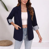 Fongt Spring And Autumn Fashion Casual Splicing Collar Repair Cardigan Temperament Suit Jacket