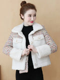Small Fragrance Warm Lamb Wool Coat Women Patchwork Jacket Ladies Pocket Short Teddy Jacket Loose Fashion