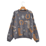 Fongt Women's New Round-Neck Long-Sleeved Silk Knitted Sweater 221279