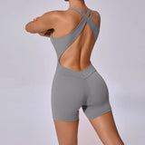 Fongt Back Tight Hollow-Out Yoga Pants Peach Hip All-Piece Speed Dry Exercise Fitness Jumpsuit-Outfit