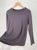Fongt Comfortable Super Soft Modal Cotton Long Sleeve T-Shirt Women's Spring New Solid Color Round Collar With A Bottom Top-Outfit