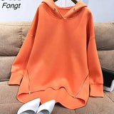 Fall Korean Fashion Cotton Long Sleeve Oversize Female Hooded Sweatshirt Casual Black Green Streetwear Pullver Hoodie