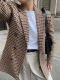 Plaid Blazer for Women Elegant High Quality Office Outfits New In Jacket Double Breasted Coat Oversized Blazer De Mujer-Outfit