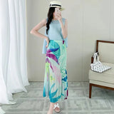 Fongt Folded Spring Half-Dress New Folded Print Japan-Korea Casual Dress High-Grade Small Scented Dress