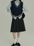 Fongt With College Girl Autumn New Retro Temperament Comfortable V-Necked Waistge Vest
