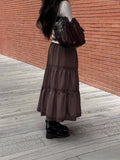 Fongt Brown High-Rise Slim Skirt 2025 Layer Sense A Skirt Simple New Medium And Long Skirt