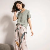 Cartoon Crane Printed Ladies Pajamas