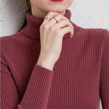 Turtleneck Slim Sweater Women Pullovers 2021 Autumn Thick Long Sleeve Basic All-match Tops Ladies Fashion Office