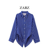 Fongt Homemade New Women's Seam Bat Sleeve Striped Shirt 3067105