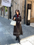 Fongt Xixi 2025 Autumn New White Label Simple With Long-Sleeved Leather Coat Loose With Wind Coat 86075
