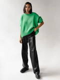 Fongt And Winter Explosion Of Women's Knitted Shirt Round-Neck Solid Color Loose Sweater
