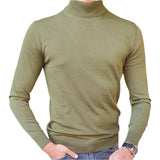 Fongt Men's Spring And Autumn Thin High-Necked Knitted T-Shirt Long-Sleeved Slim Sweater