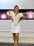 Fongt New Fashion U-Neck Short-Sleeved Waist-Le-Leaf Knitted Dress Women's Summer Dress