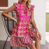 Fongt Shein Flyves V-Necked With Flower Dress