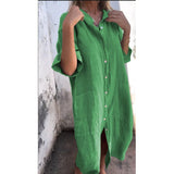 Fongt New Spring And Summer Loose Leisure Sleeve Cotton Shirt Dress Women