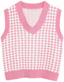 Fongt And Winter New Women's Thousand Bird Case Knitting Vest V Neck Sleeveless