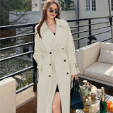 Fongt Women's Long-Term 2025 Spring And Autumn Black Korean Version Of Large-Size Small Man Popular British Wind Coat Over The Knee Coat