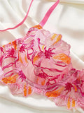 Pink Foliage Mesh Lingerie Set-Outfit