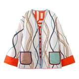Fongt Women's Clothing Two Sides Of The Printed Pocket Decorative Cotton Jacket Jacket 219