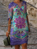 Elegant Floral Print Dress 703-0-Outfit