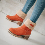 New Women Boots Winter Outdoor Keep Warm Fur Boots Waterproof Women's Snow Boots Thick Heel With Round Head Short