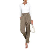 Fongt 2023 New Fashion Solid Color Polo Collar Slim Top Casual Harron Suit Suit-Outfit
