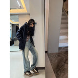 Fongt Blue Hole Wide Leg Jeans Women's Spring 2025 New Design Feeling Loose Straight Trousers