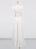 Fongt Summer New Two-Piece Femininity Elegant Fresh Sweet V-Leading Flying Sleeve High-Waisted Dress Suit