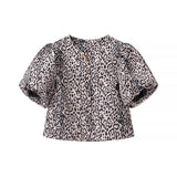 Fongt Bubble Sleeve Single-Button Shirt 2025 Spring And Summer Sweet Round Collar Short Top Female Casual