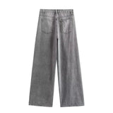 Fongt Women's INS Burst Fashion Double Trousers High-Rise Jeans