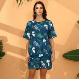Spring And Summer New Home Clothes Leisure Two-Piece Women's Summer Short-Sleeved Shorts Home Suit-Outfit
