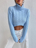 Fongt Autumn And Winter New Women's High-Neck Long-Sleeved Sleeve Thighs Short Sweater