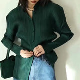 Fongt Folded Autumn New Solid Color Chinese Buckle Coat Shirt Daily Fashion Good Dress Women